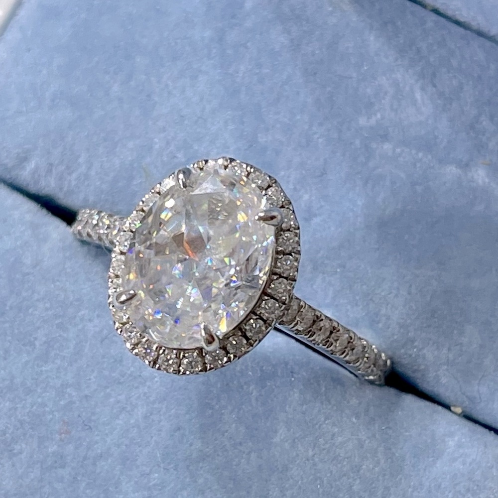 3 Ct crushed ice oval halo